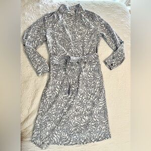 Coolibar Sun Protection tunic dress with belt. SPF 50+. Size Small. Blue print.
